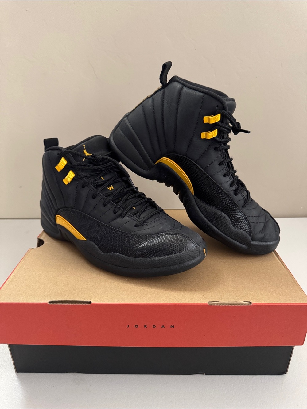 Jordan Black and Yellow High-Top Basketball Sneakers
